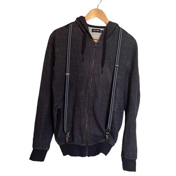 Antony Morato Front Zip Hoodie with Suspenders Gray Size XL - Picture 1 of 5